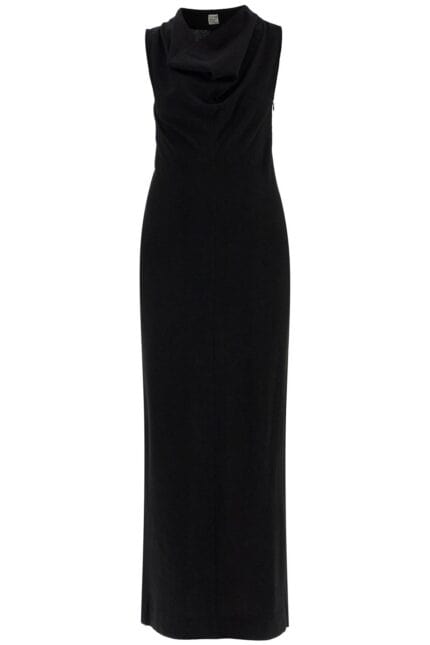 TOTEME Maxi Dress In Black Wool With Cowl Neck Sleeveless