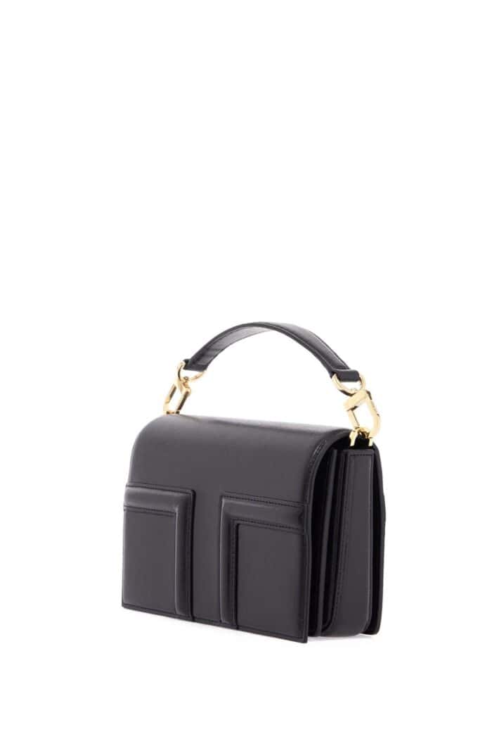 TOTEME Mini T-flap Bag In Black Calfskin With Adjustable Strap