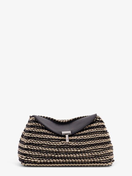 TOTEME Mini T-lock Clutch In Leather With Woven Pattern