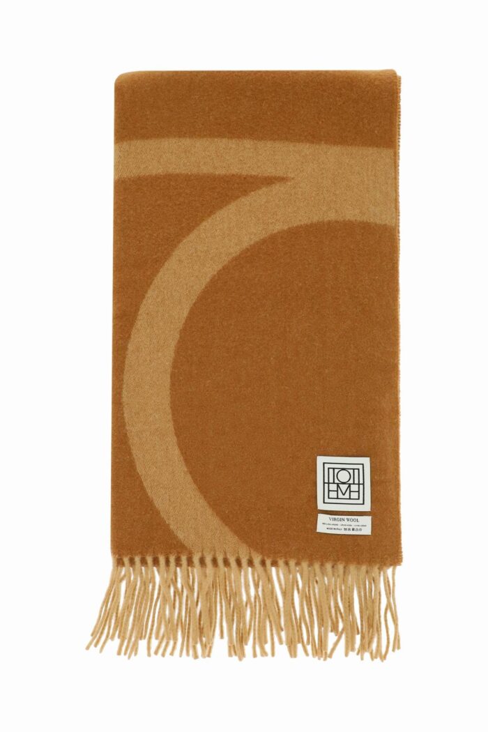 toteme monogram jacquard wool scarf TOTEME Monogram Jacquard Wool Scarf