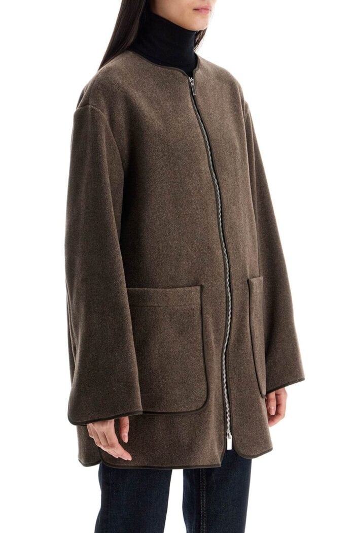 TOTEME Oak Melange Wool Felt Jacket With Zip Loose Fit