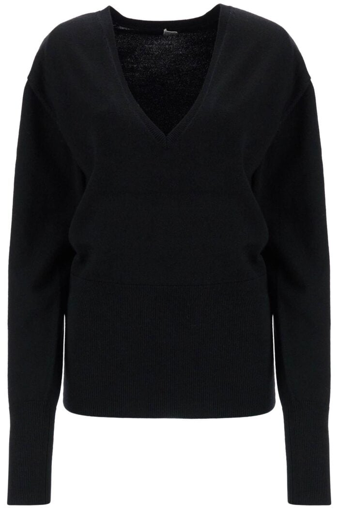 TOTEME Rws Wool Black Sweater With Deep V-neck