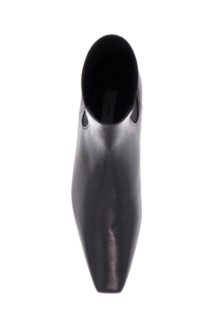 TOTEME Shiny Black Leather Chelsea Boots With Rubber Sole