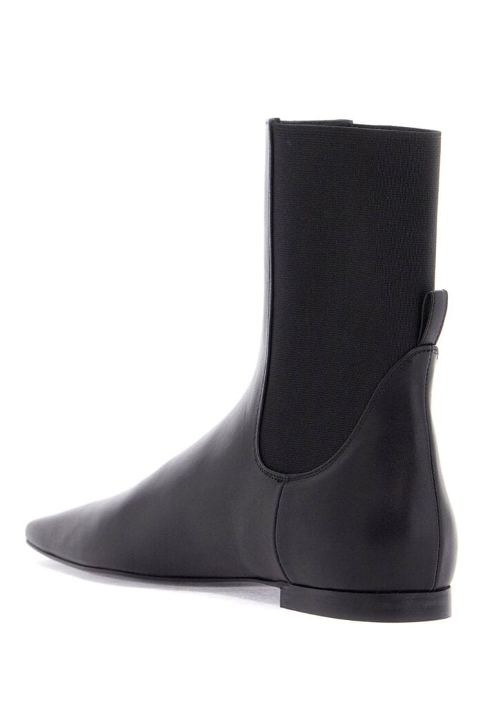 TOTEME Shiny Black Leather Chelsea Boots With Rubber Sole