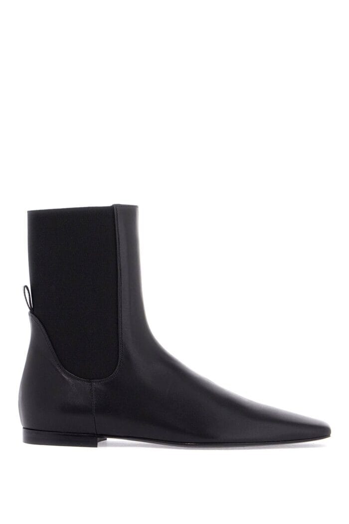 TOTEME Shiny Black Leather Chelsea Boots With Rubber Sole