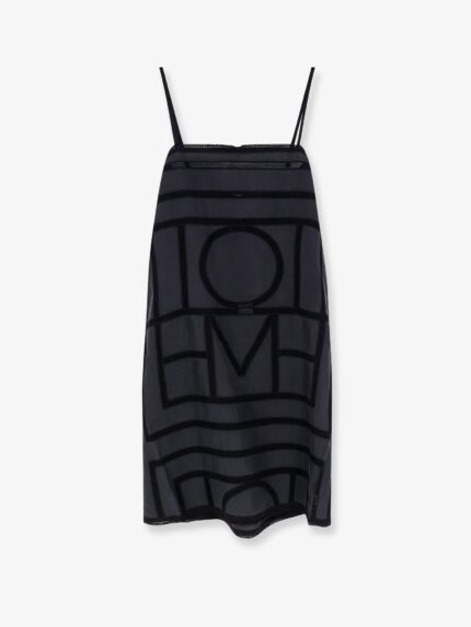 TOTEME Short Silk Dress With All-over Monogram