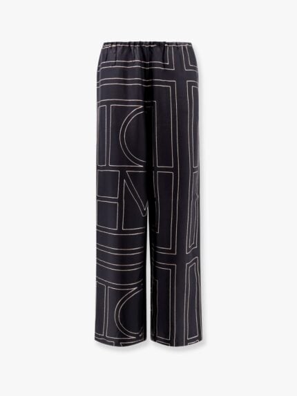 TOTEME Silk Pajamas Trouser With Monogram Embroidery