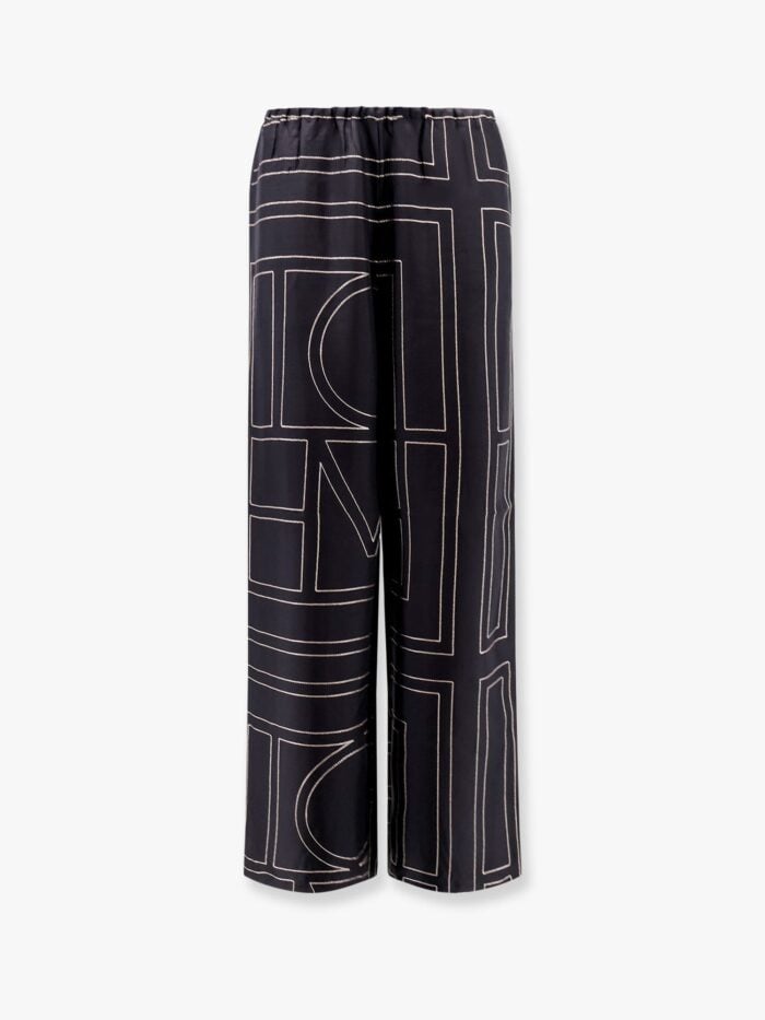 TOTEME Silk Pajamas Trouser With Monogram Embroidery