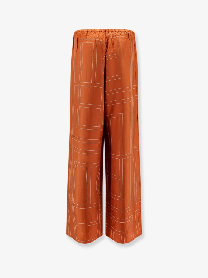 TOTEME Silk Trousers With Monogram Logo Embroidery