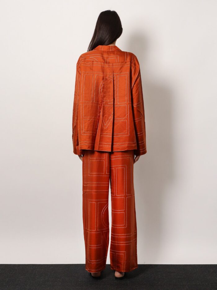 TOTEME Silk Trousers With Monogram Logo Embroidery