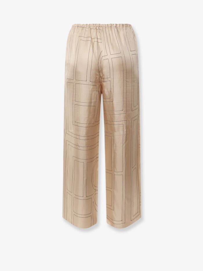 TOTEME Silk Trousers With Monogram Logo Embroidery