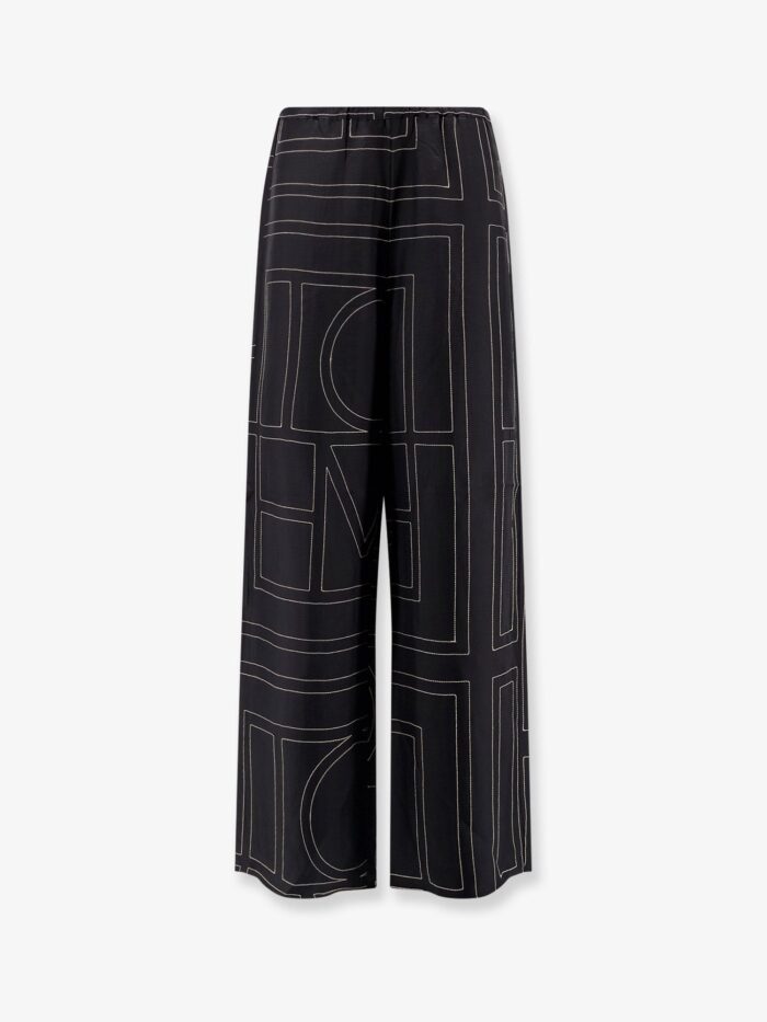 TOTEME Silk Trousers With Monogram Logo Embroidery