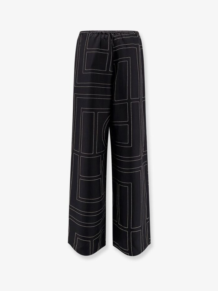 TOTEME Silk Trousers With Monogram Logo Embroidery