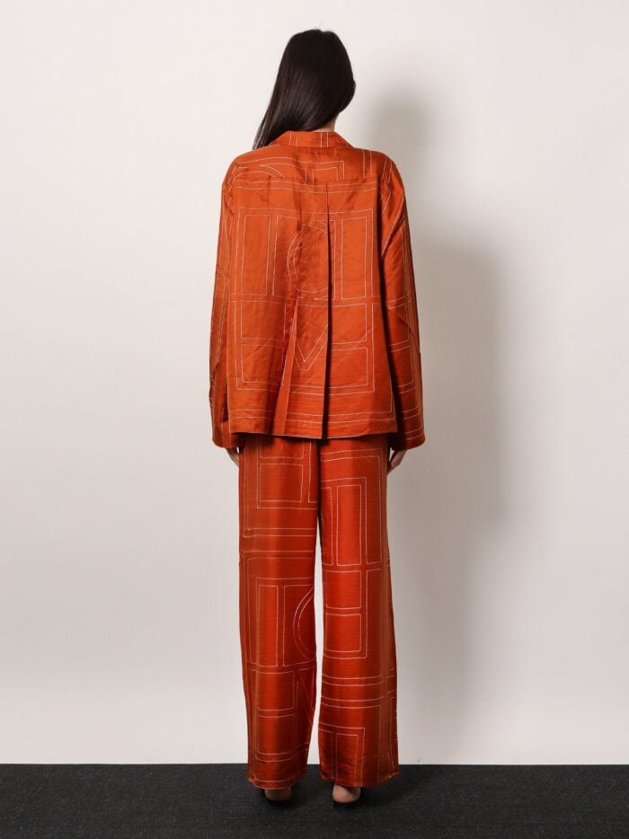 TOTEME Silk Trousers With Monogram Logo Embroidery