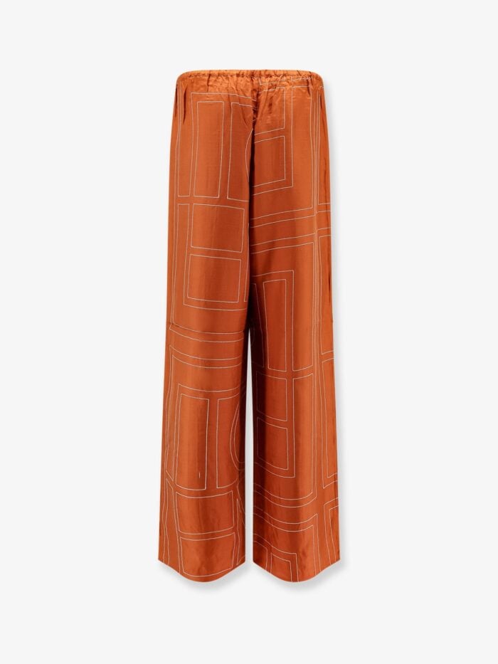 TOTEME Silk Trousers With Monogram Logo Embroidery