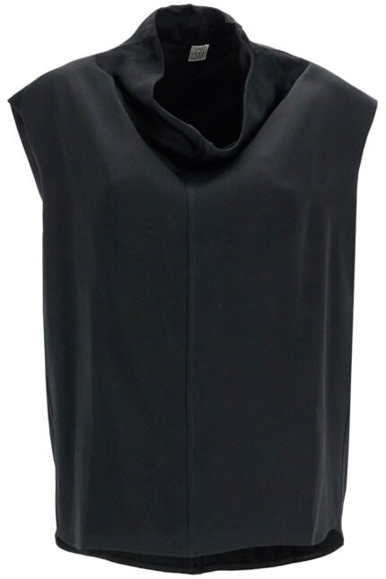 TOTEME Sleeveless Black Funnel Neck Top