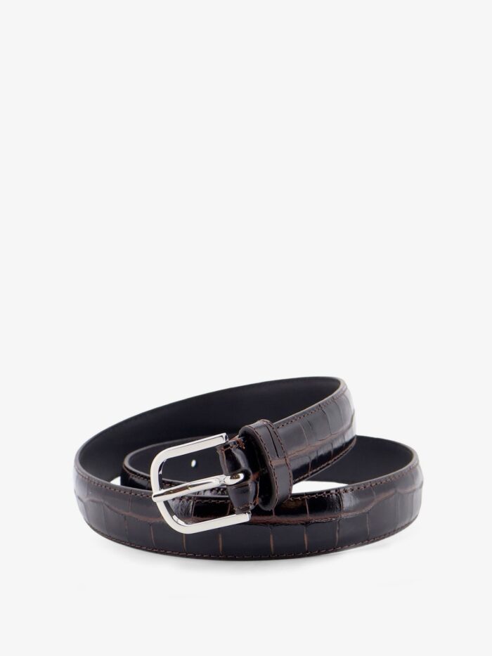 TOTEME Slim Croco-Embossed Leather Belt
