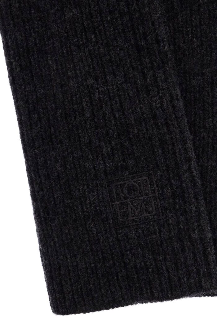 TOTEME Slim Fit Charcoal Melange Rws Wool Fingerless Gloves