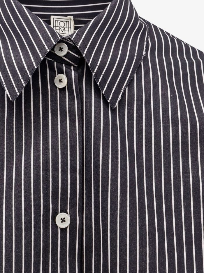 TOTEME Striped Kimono-Sleeve Shirtdress