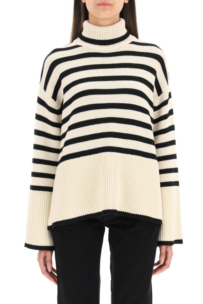 TOTEME Striped Wool Cotton Turtleneck