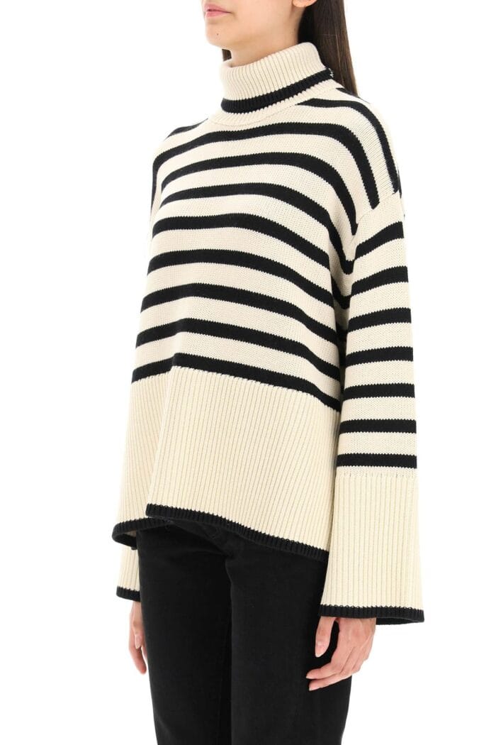 TOTEME Striped Wool Cotton Turtleneck