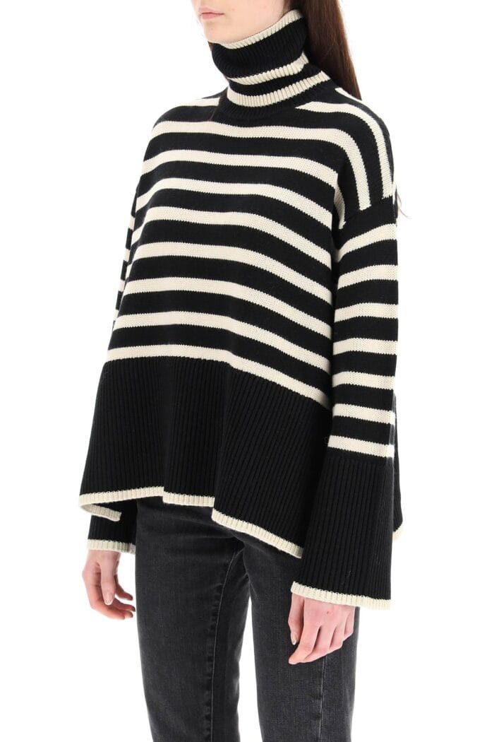 TOTEME Striped Wool Cotton Turtleneck