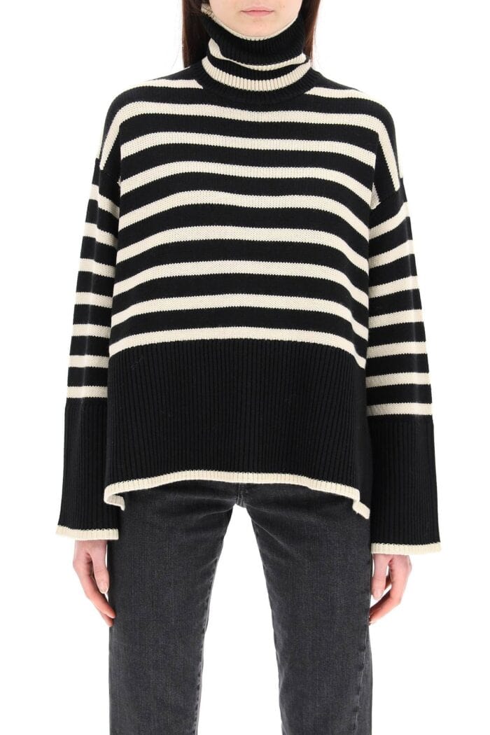 TOTEME Striped Wool Cotton Turtleneck