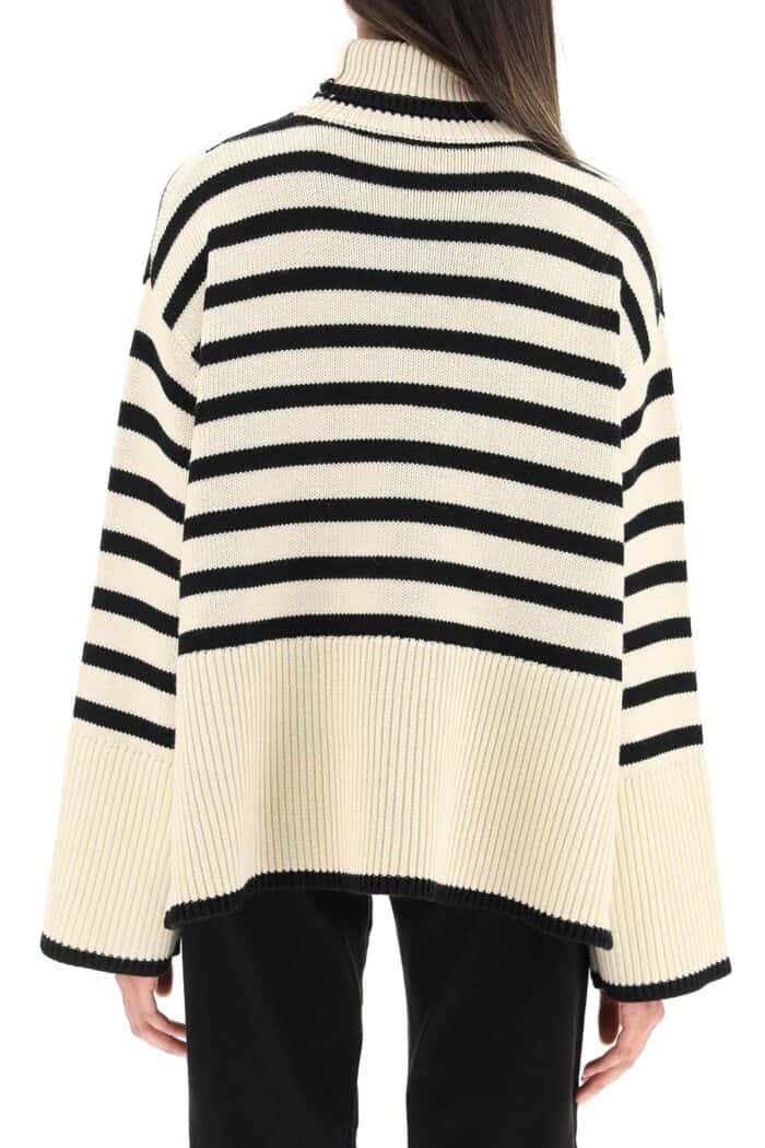 TOTEME Striped Wool Cotton Turtleneck