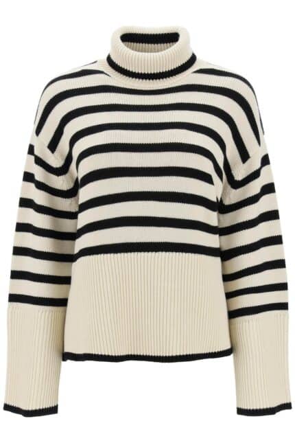 TOTEME Striped Wool Cotton Turtleneck