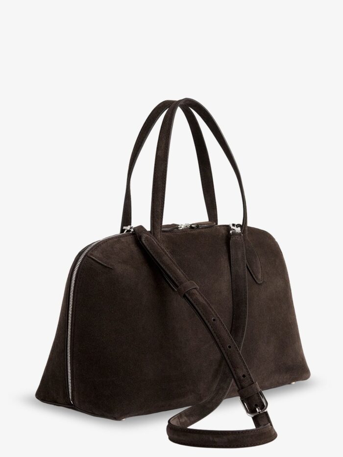 toteme suede crossybody bag with lettering logo on the front TOTEME Suede Crossybody Bag With Lettering Logo On The Front
