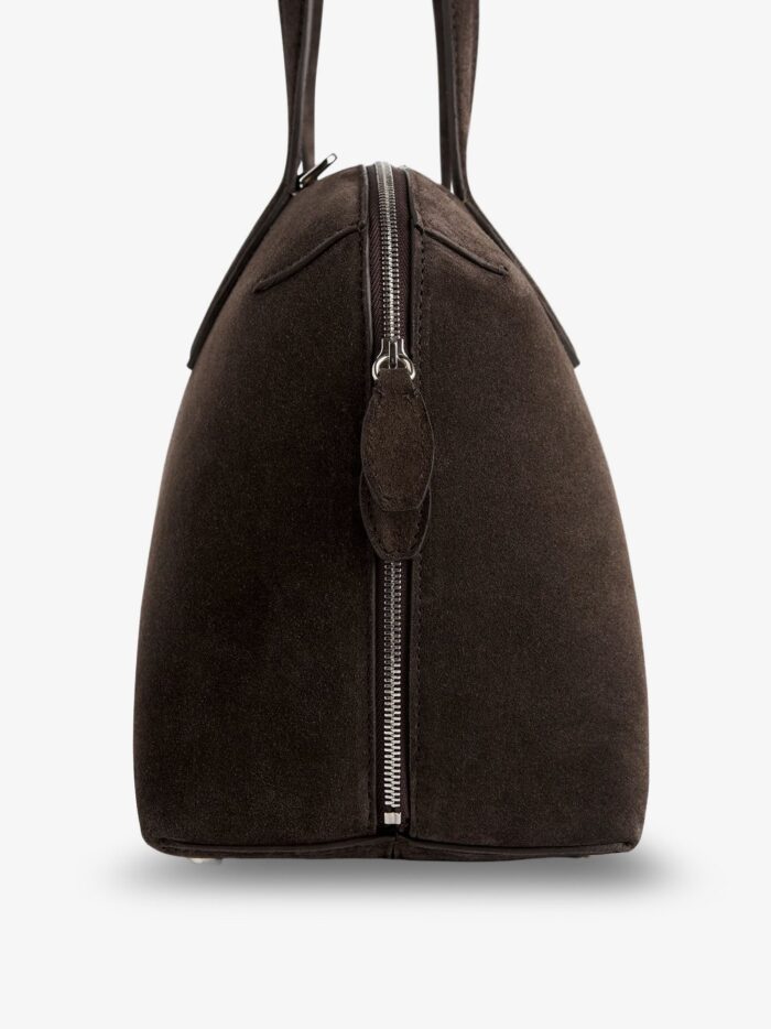 toteme suede crossybody bag with lettering logo on the front TOTEME Suede Crossybody Bag With Lettering Logo On The Front