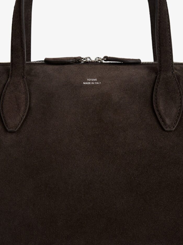 toteme suede crossybody bag with lettering logo on the front TOTEME Suede Crossybody Bag With Lettering Logo On The Front