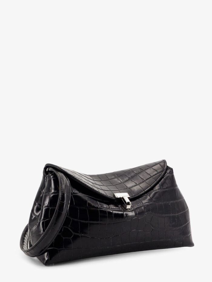 TOTEME T-Lock Clutch Leather Shoulder Bag With Croco Effect