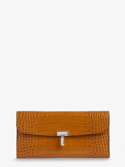 TOTEME T-Lock Crocodile-print Leather Wallet