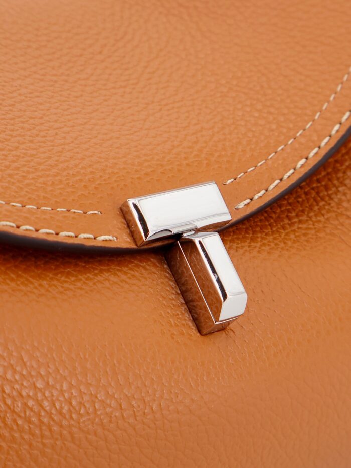TOTEME T-Lock Hammered Leather Shoulder Bag