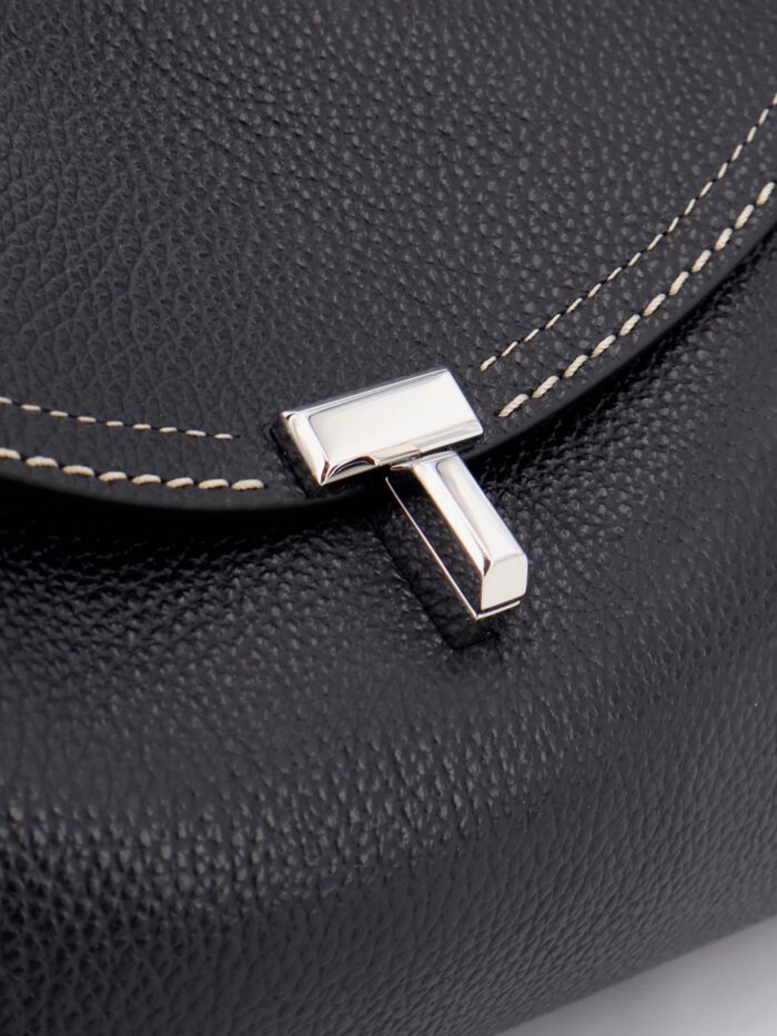 TOTEME T-Lock Hammered Leather Shoulder Bag