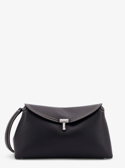 TOTEME T-Lock Leather Clutch With Contrasting Stitching