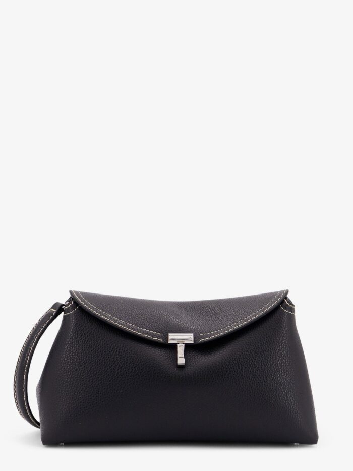 TOTEME T-Lock Leather Clutch With Contrasting Stitching