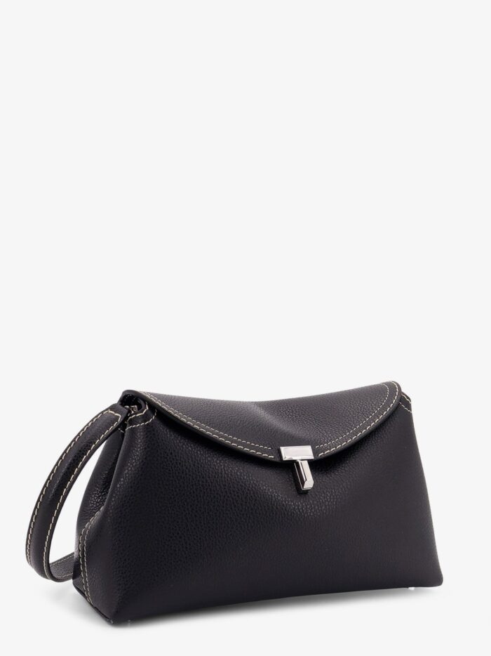 TOTEME T-Lock Leather Clutch With Contrasting Stitching