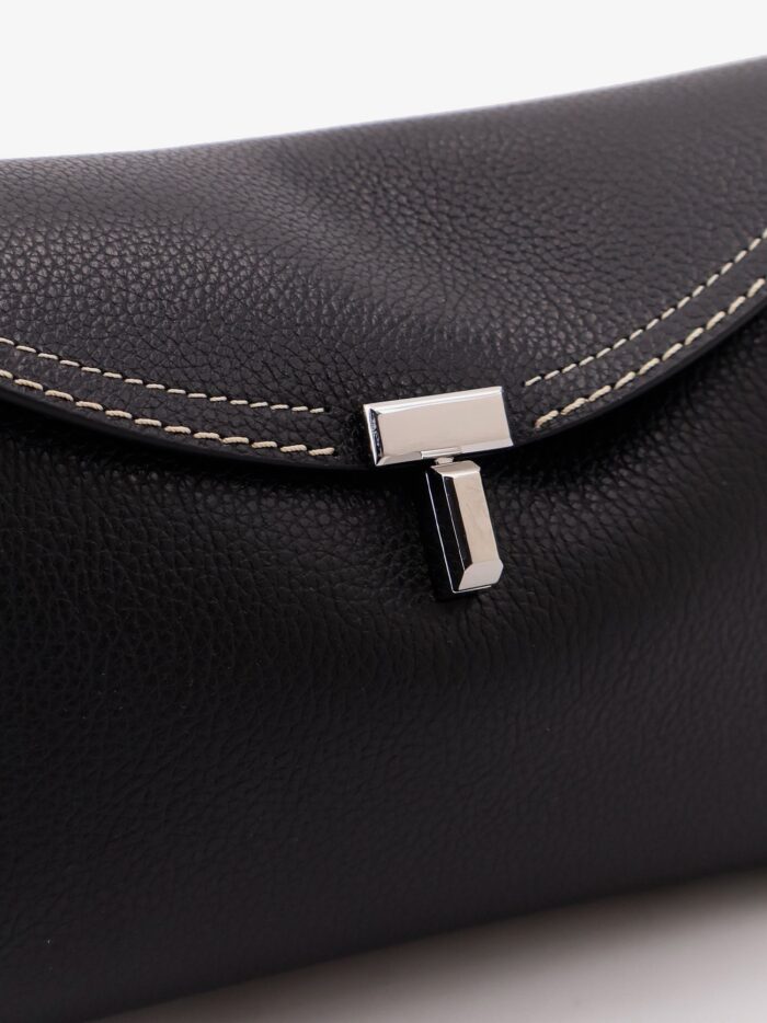 TOTEME T-Lock Leather Clutch With Contrasting Stitching