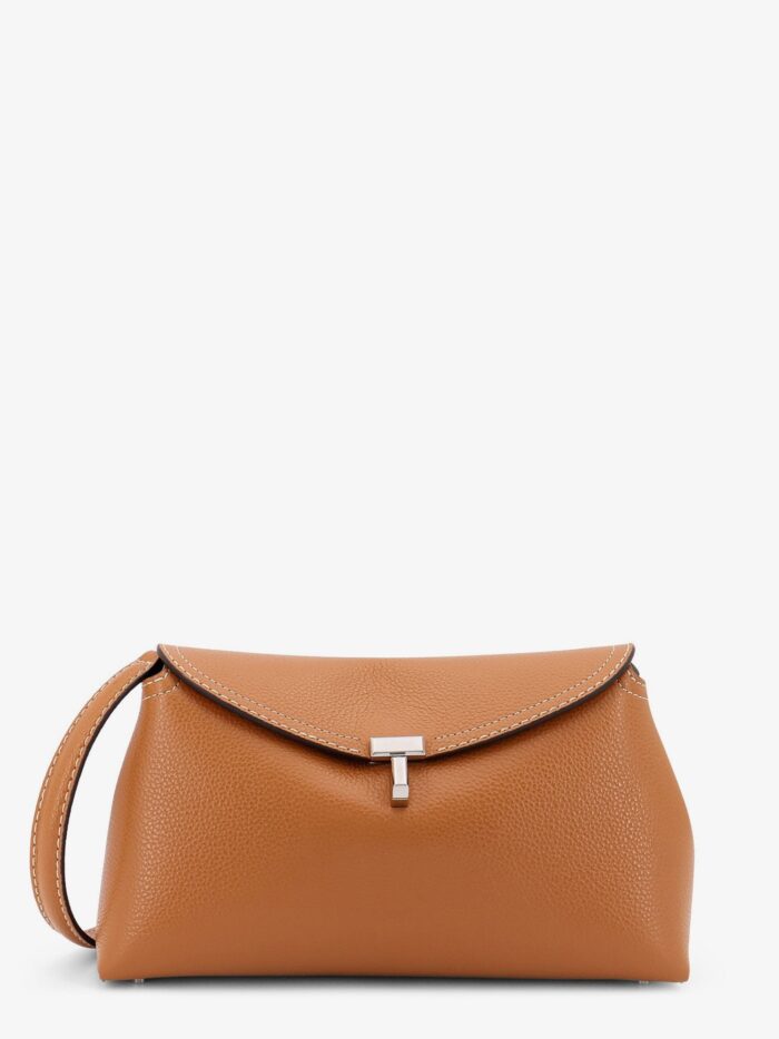 TOTEME T-Lock Leather Clutch With Contrasting Stitching