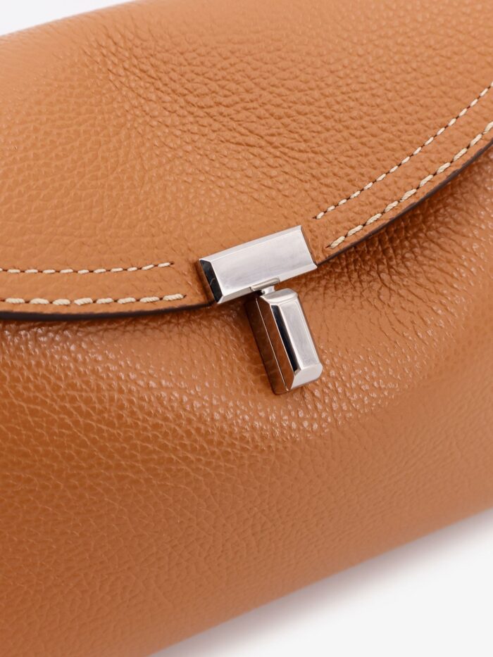 TOTEME T-Lock Leather Clutch With Contrasting Stitching