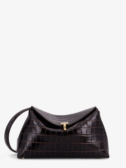 TOTEME T-Lock Leather Crossbody Bag With Croco Effect