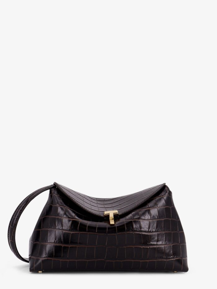TOTEME T-Lock Leather Crossbody Bag With Croco Effect