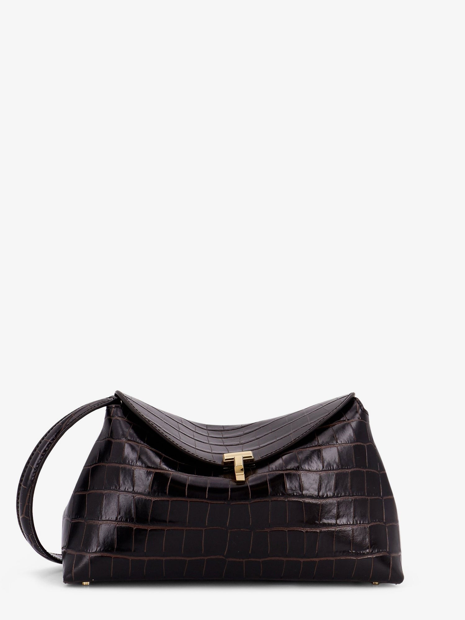 TOTEME T-Lock Leather Crossbody Bag With Croco Effect