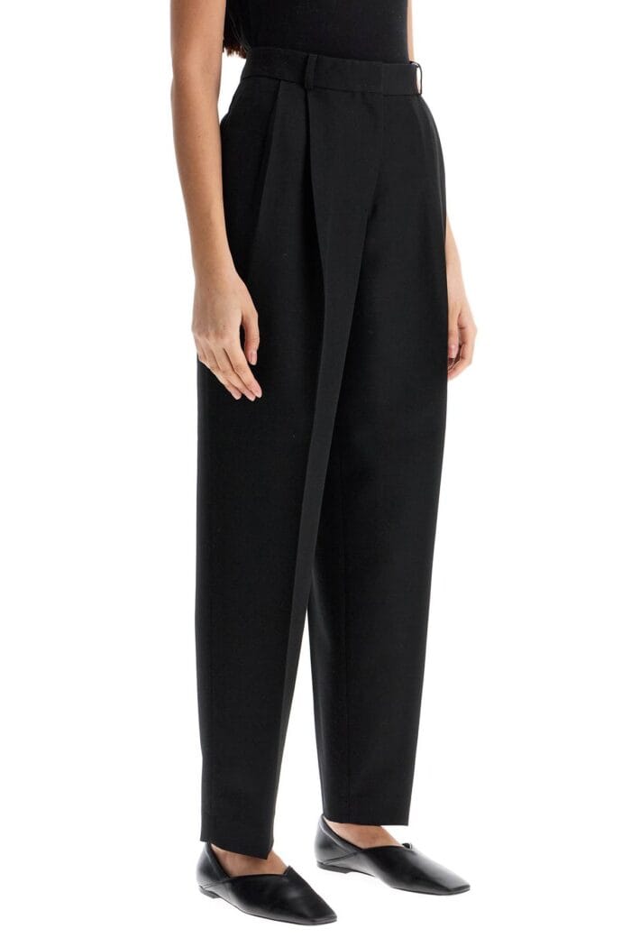 TOTEME Tailored High-waisted Wide-leg Pants Black Sustainable Materials