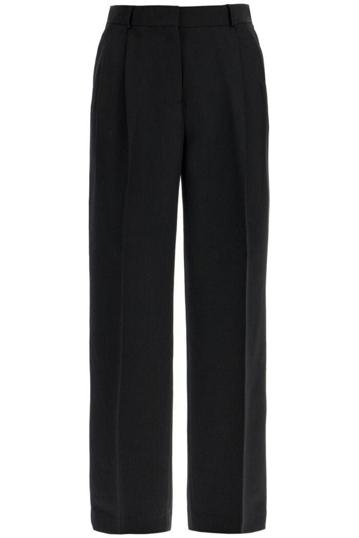 TOTEME Tailored High-waisted Wide-leg Pants Black Sustainable Materials