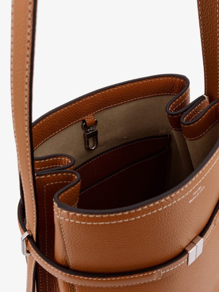 TOTEME Textured Leather Bucket Bag With Frontal Strap