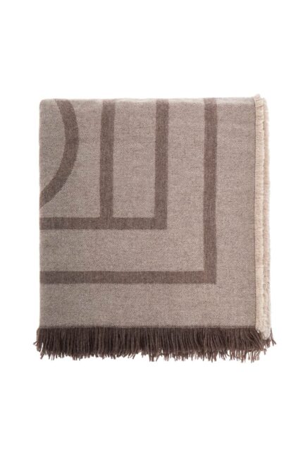 TOTEME Tobacco Monogram Wool And Cashmere Scarf With Fringes