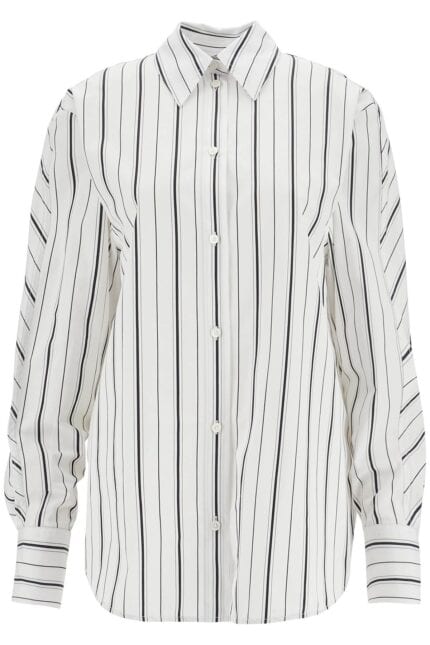 TOTEME White And Black Striped Kimono Sleeve Shirt In Organic Cotton